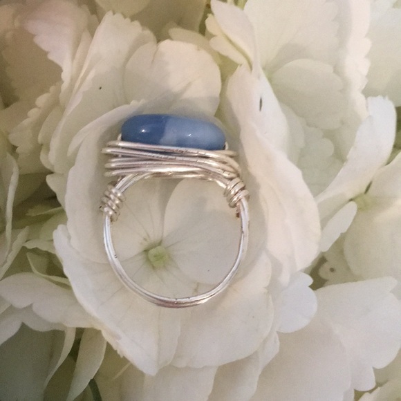 Blue Jade silver plated wire wrapped ring.💍 - Picture 8 of 8